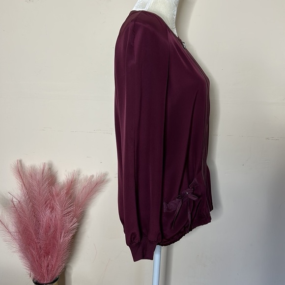 St. John • silk bomber jacket with full zip front - Picture 3 of 11